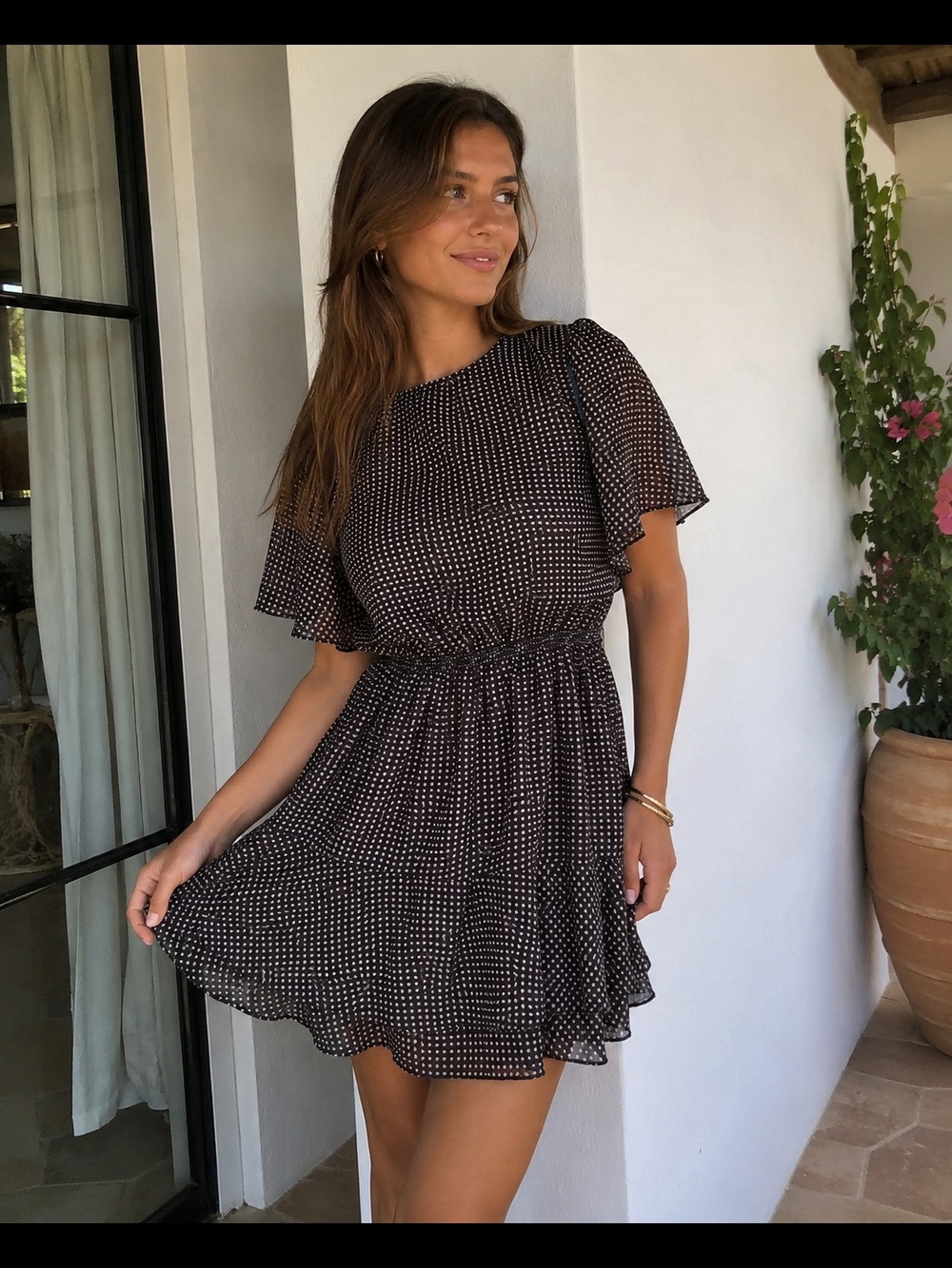 Max Edition Black Polka Dot Mini Dress